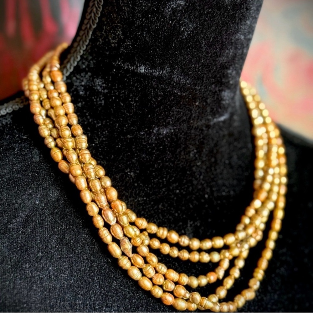 5 Strand Genuine Pearl Necklace